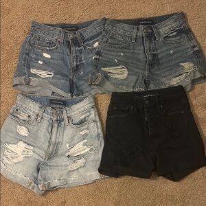 Aeropostale  Jean Shorts Distressed Casual size 000. 4 pair (3 blue one black)